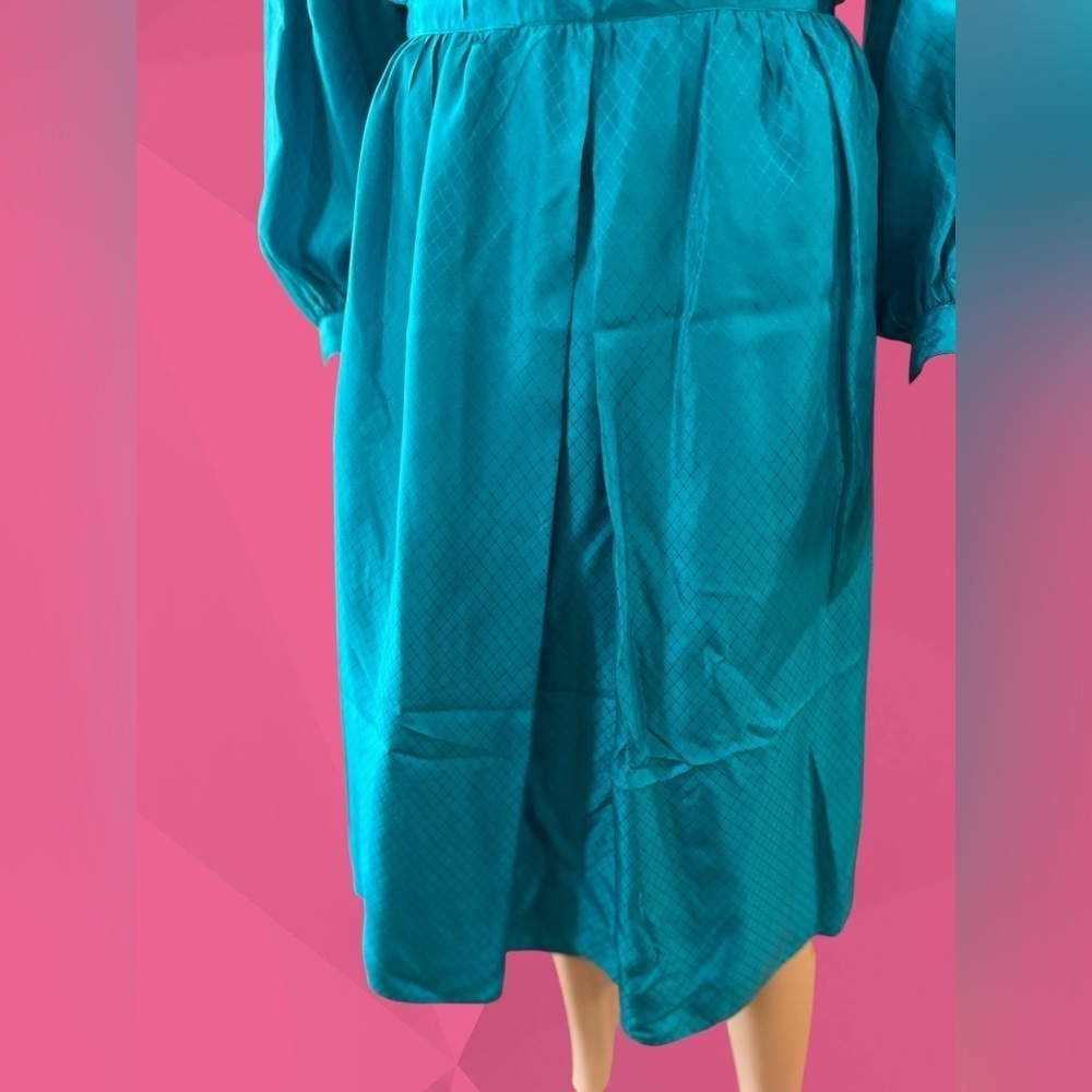 Silk secretary career style disco dress-10 vintage 80’s - Picture 3 of 10